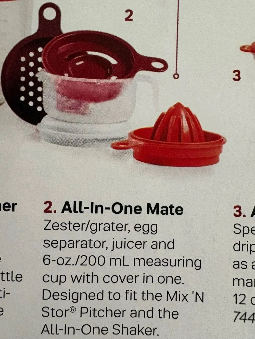 NIB Tupperware All-In-One Mate - Zester, grater, egg separator and juicer